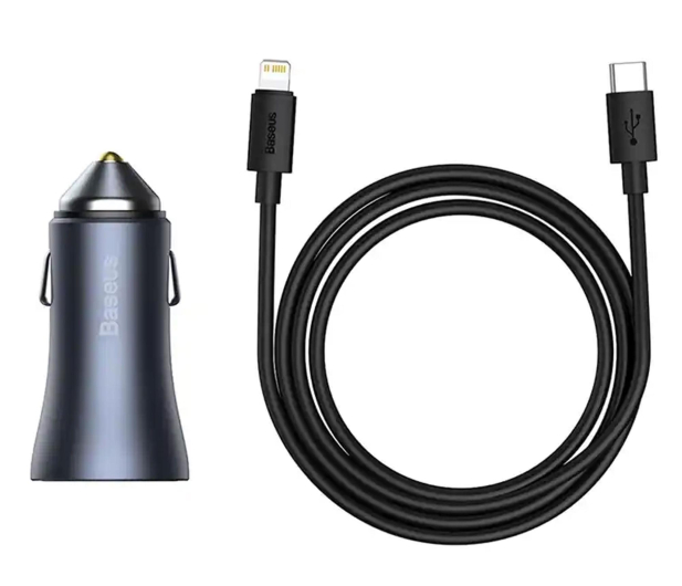 BASEUS Golden Contactor Pro Car Charger U+C Grey + cable TZCCJD-B0G - 1348117 - zdjęcie